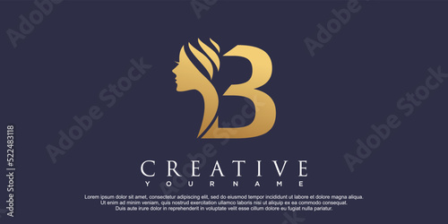 Letter B with beauty concept logo design premium vector