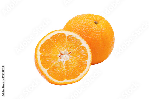 Slice navel seedless orange isolated on white with clipping path