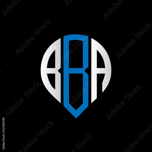 BBA logo monogram isolated on circle element design template, BBA letter logo design on black background. BBA creative initials letter logo concept. BBA letter design.
