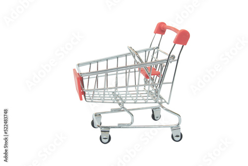 Red supermarket cart isolated on white background with clipping path © Achira22