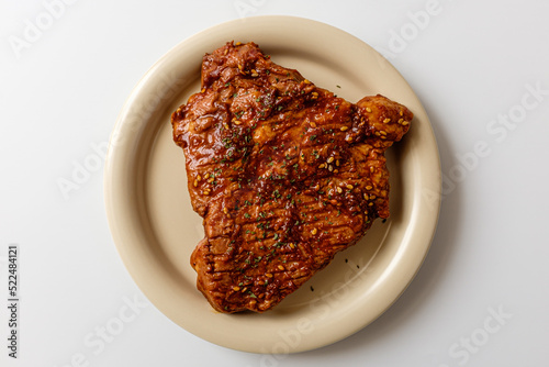 Pork neck barbecue on white background