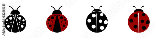 Ladybug icon vector set. insect sign collection. Beetle symbol or logo.