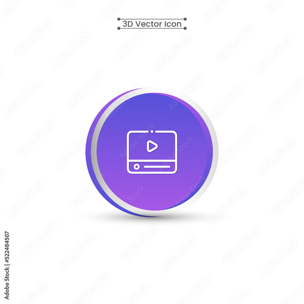 3D Intro Video Icon Vector Illustration 3D Intro Video Icon Vector Illustration