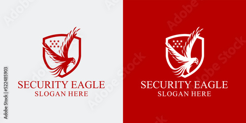 Eagle Vector Logo, eagle protection Eagle logo template design with vector shield combination,