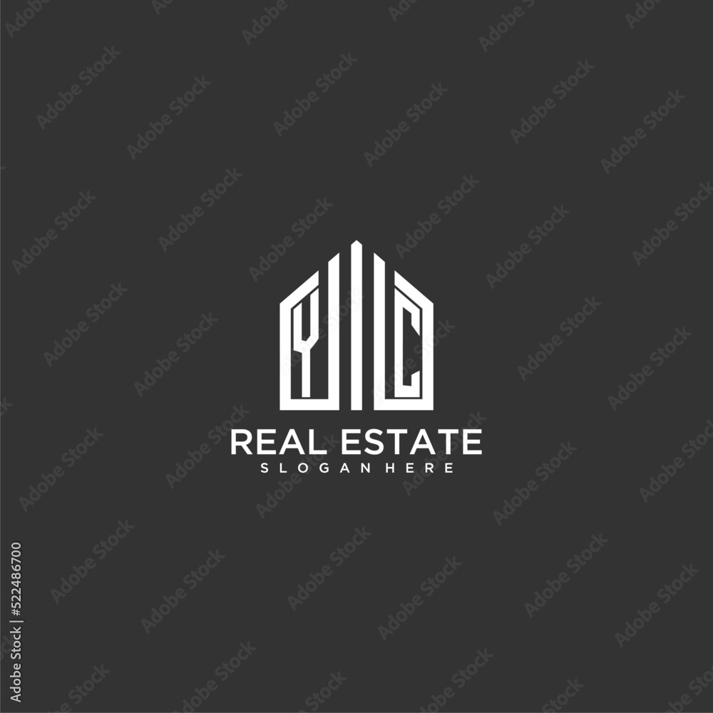 YC initial monogram logo for real estate with home shapes creative design Stock Vector Adobe Stock