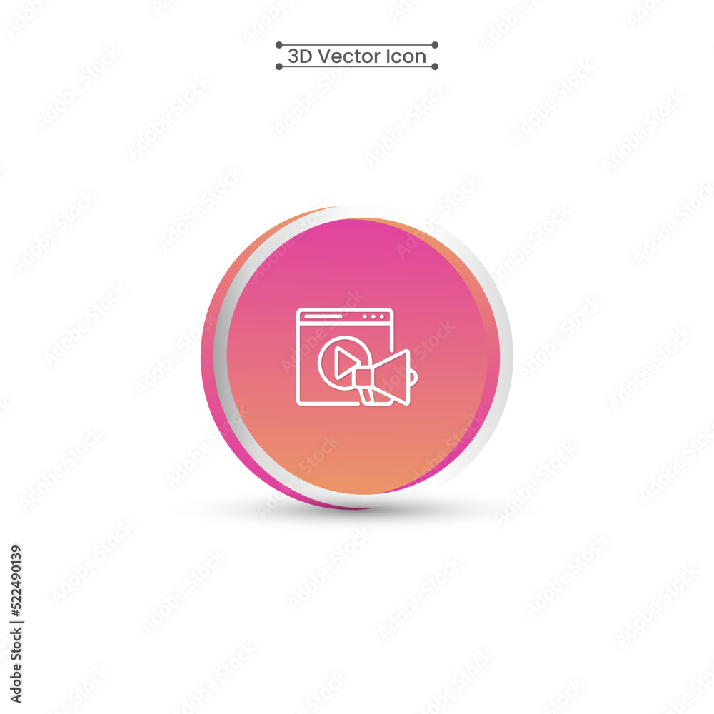 3D Promotional Video Icon Vector Illustration 3D Promotional Video Icon Vector Illustration