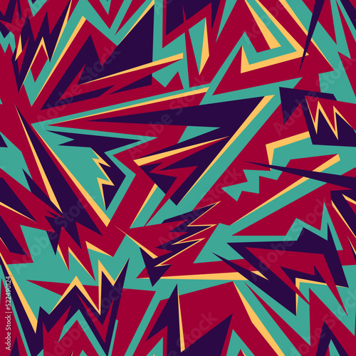 Seamless abstract urban pattern with curved geometry elemets and grunge circles