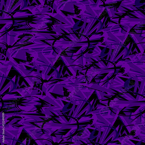 Seamless abstract urban pattern with curved geometry elemets and grunge circles