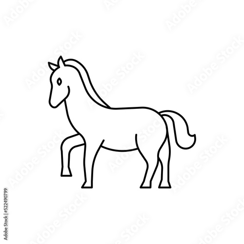 Horse farm animal linear icon. Editable stroke