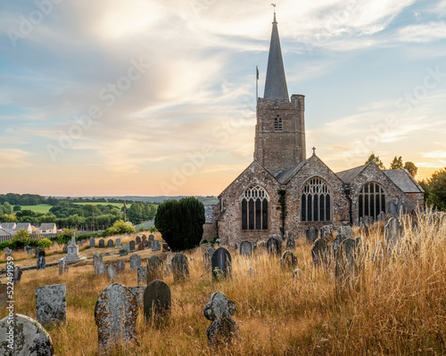 Hatherleigh church, in Devon, UK. Evening. photo