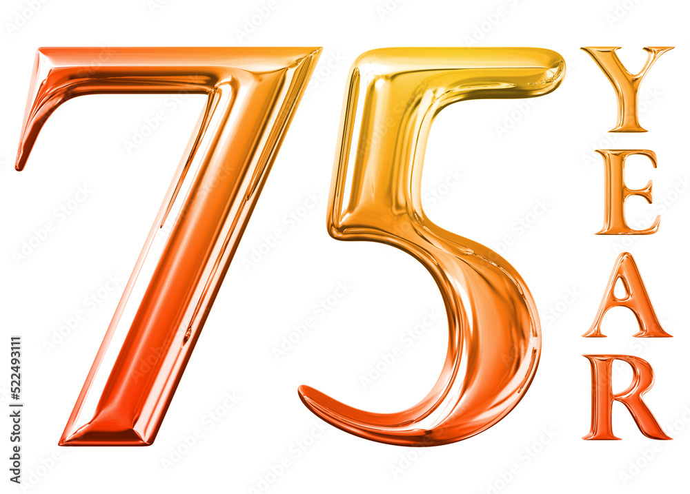 3d render number 75 year Stock Illustration | Adobe Stock