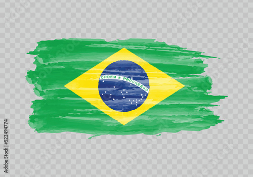 Watercolor painting flag of Brazil