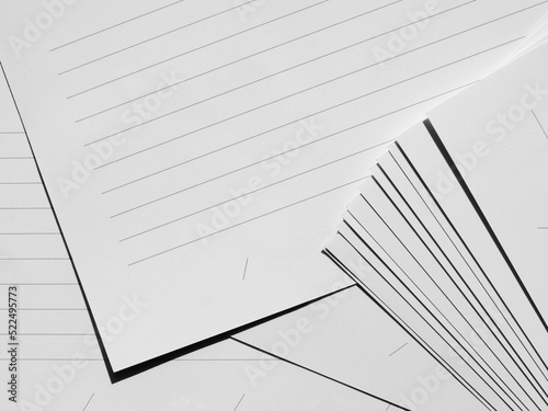 pile of white paper sheet with lined, texture background