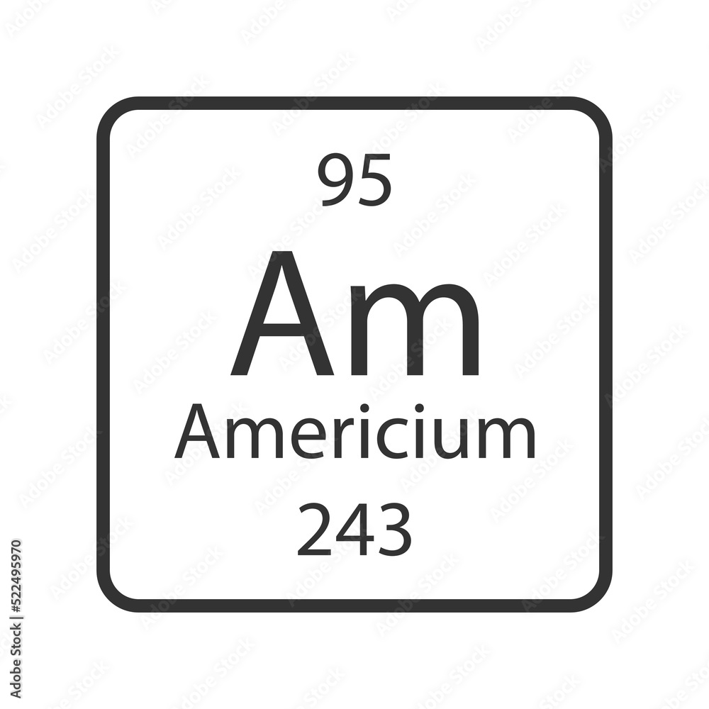 Americium symbol. Chemical element of the periodic table. Vector illustration. Americium symbol. Chemical element of the periodic table. Vector illustration.