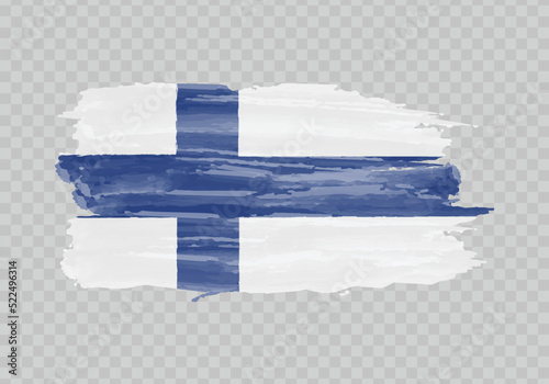 Watercolor painting flag of Finland
