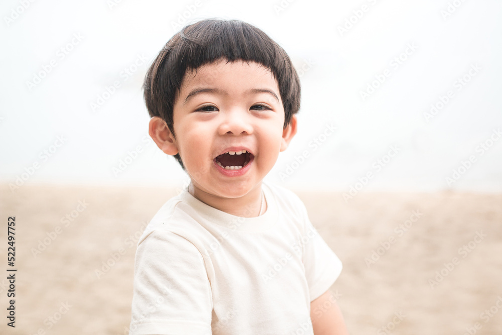 Portrait baby cute boy playing in the sandy beach, happy and Smiling child. Portrait baby cute boy playing in the sandy beach, happy and Smiling child.