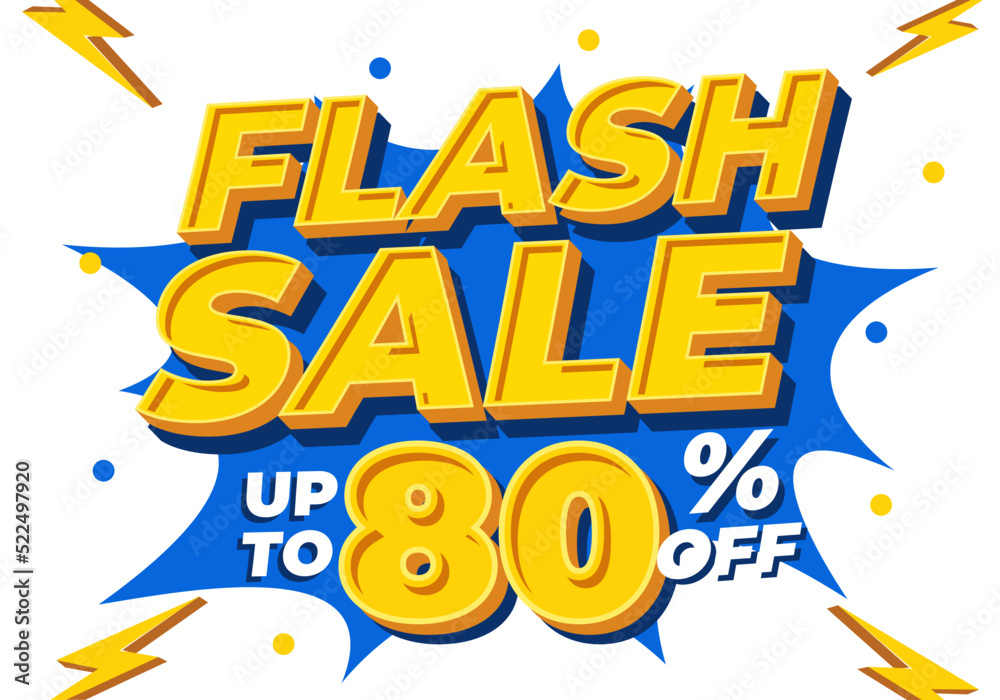Flash Sale Shopping Poster or banner with Flash icon. Flash Sales banner template design for social media and website.Special Offer Flash Sale campaign.
