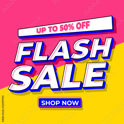 Flash Sale Shopping Poster or banner. Flash Sales banner template design for social media and website.Special Offer Flash Sale campaign.