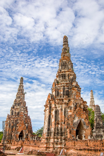 The Prang in Wat Chaiwatthanaram. A Buddhist temple in the city of Ayutthaya Historical Park  Thailand  on the west bank of the Chao Phraya River. was constructed in 1630 by the king. 