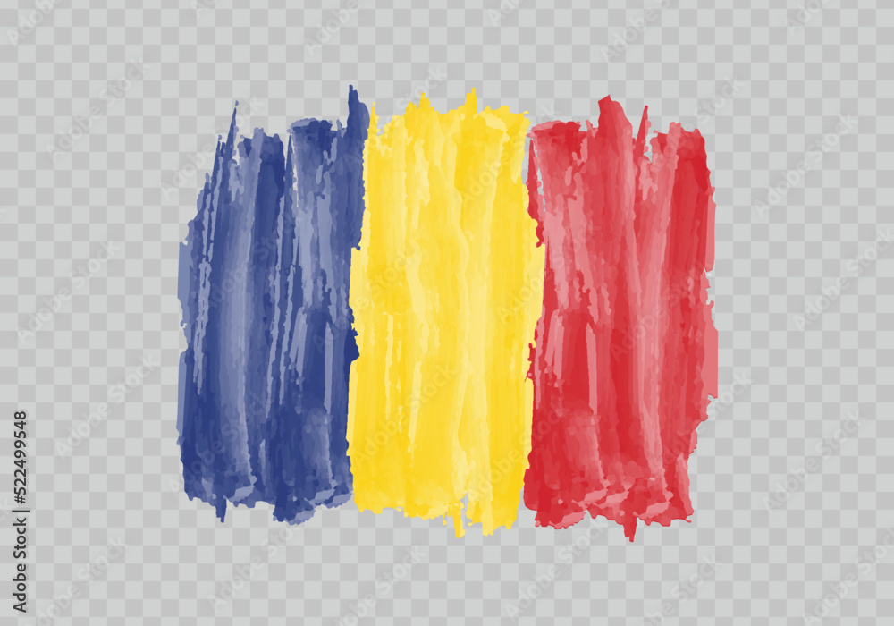 Fototapeta premium Watercolor painting flag of Romania