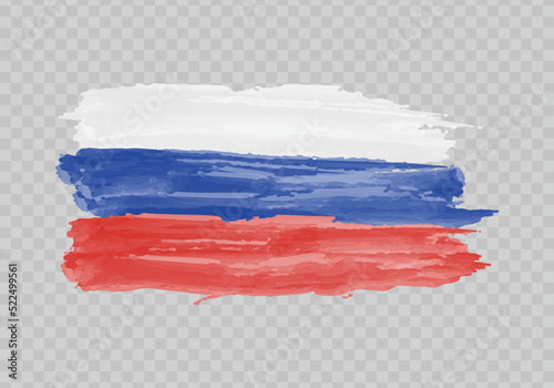 Watercolor painting flag of Russia