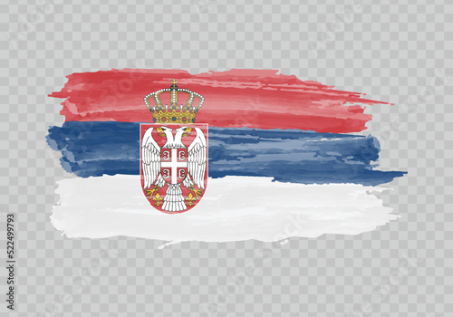 Watercolor painting flag of Serbia photo