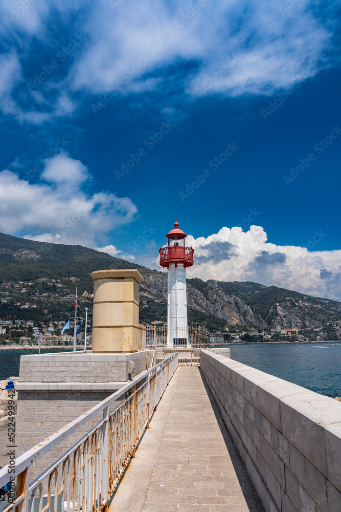 Lighthouse in Menton, a beautiful mediterranean city in south of France