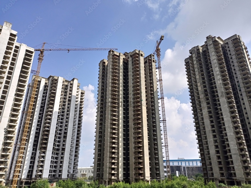 Obraz premium high-rise under construction residential building