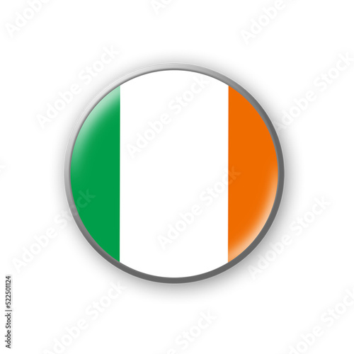Free Download Ireland flag. Round badge in the colors of the Ireland flag. Isolated on white background. Design element. 3D illustration. - GFXLoad