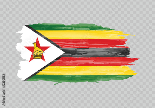 Watercolor painting flag of Zimbabwe