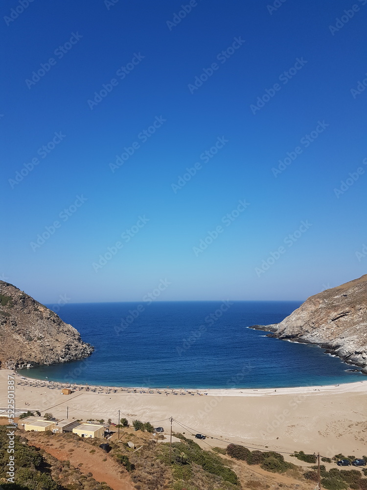 zorkos beach in andros island greece on the north side of the island