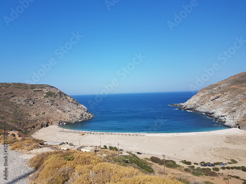 zorkos beach in andros island greece on the north side of the island photo
