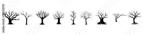 Trees vector set. Forest sign collection. Bare tree symbol or logo.