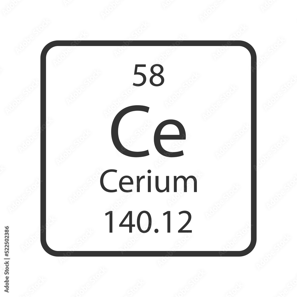 Cerium symbol. Chemical element of the periodic table. Vector illustration. Cerium symbol. Chemical element of the periodic table. Vector illustration.
