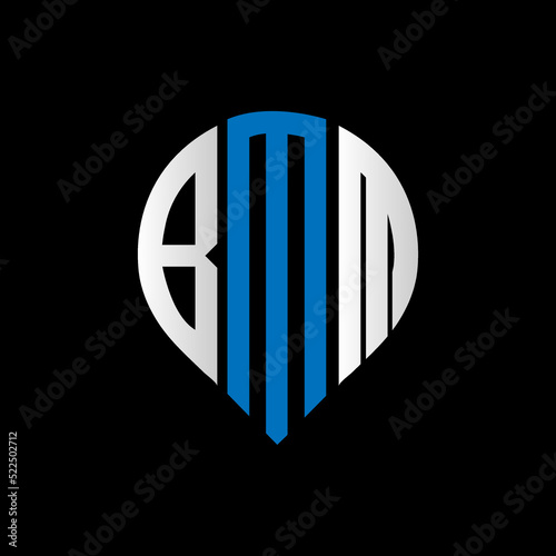 BMM logo monogram isolated on circle element design template, BMM letter logo design on black background. BMM creative initials letter logo concept. BMM letter design.
