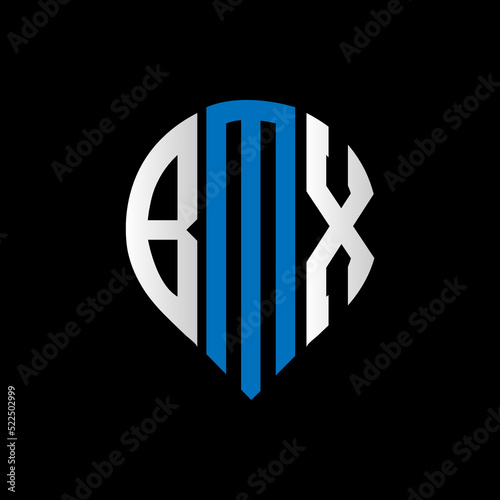 BMX logo monogram isolated on circle element design template, BMX letter logo design on black background. BMX creative initials letter logo concept. BMX letter design.
