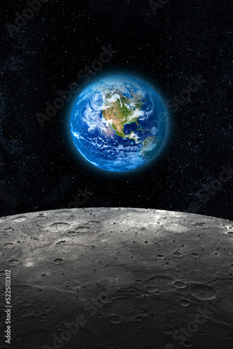 Fototapeta Naklejka Na Ścianę i Meble -  Planet Earth seen from the Moon