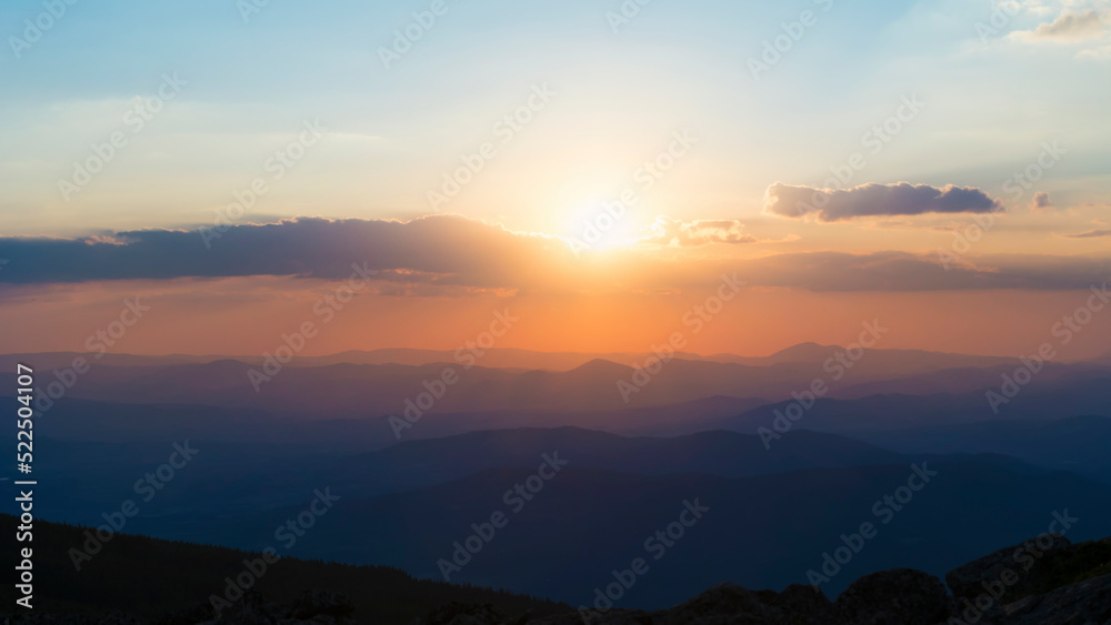 Beautiful Landscape in the Mountain at Sunset. Vitosha Mountain in Bulgaria 