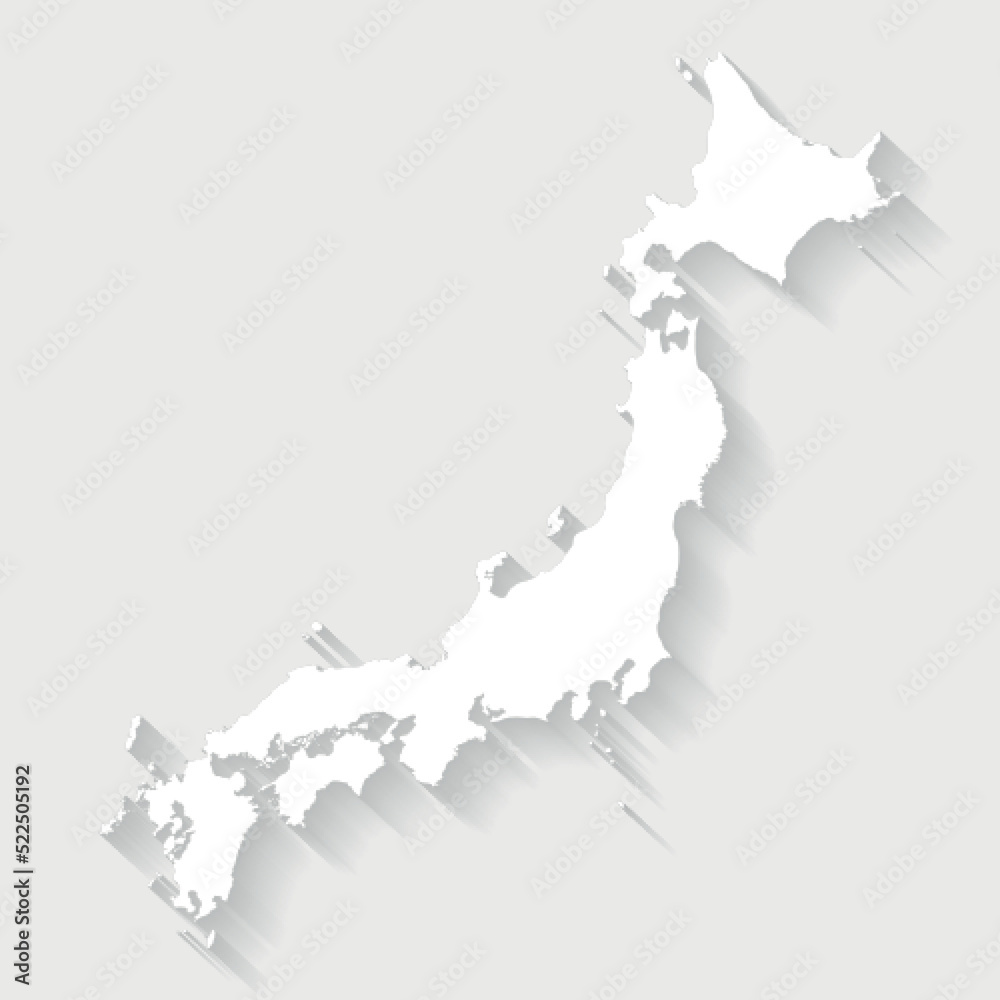 Simple white Japan map on gray background, vector, illustration, eps 10 file Simple white Japan map on gray background, vector, illustration, eps 10 file