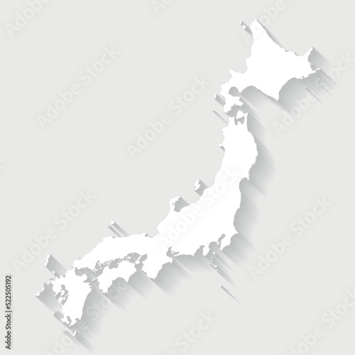 Simple white Japan map on gray background, vector, illustration, eps 10 file