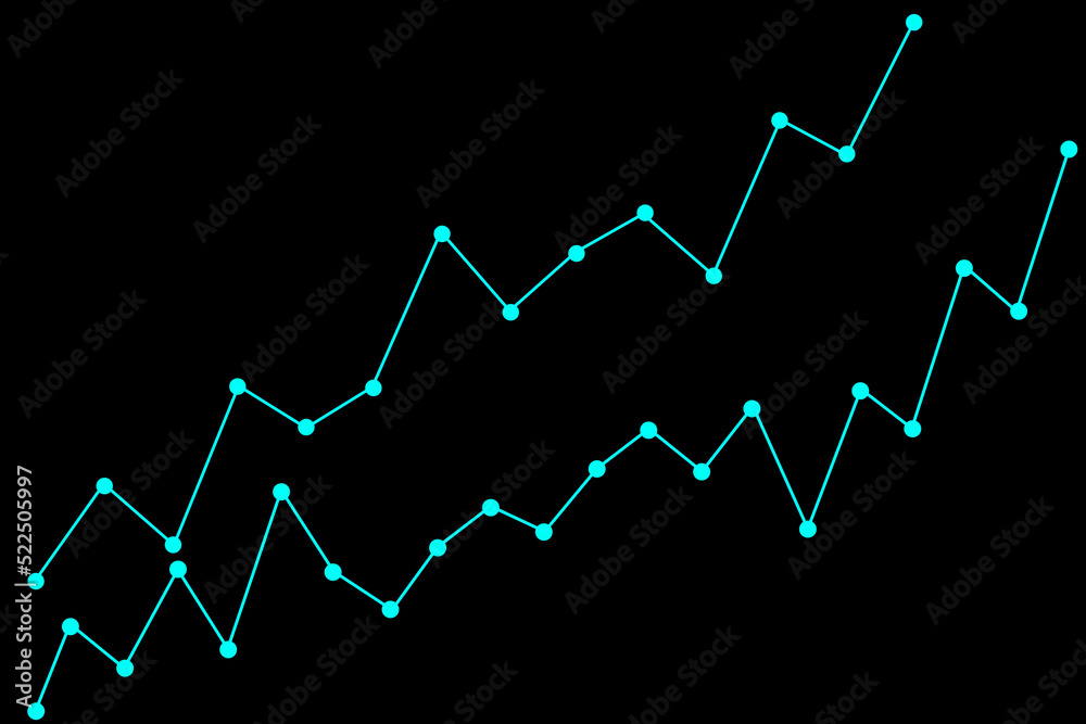 blue line and dot graph growth market