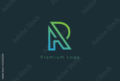 Initial Letter AR or RA Logo, letter A and R  in minimal line  style, Usable for Business and Branding Logos,  Flat  Design Logo Template