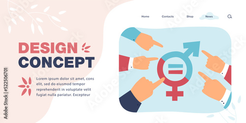 Equality gender signs surrounded by hands. Vector illustration