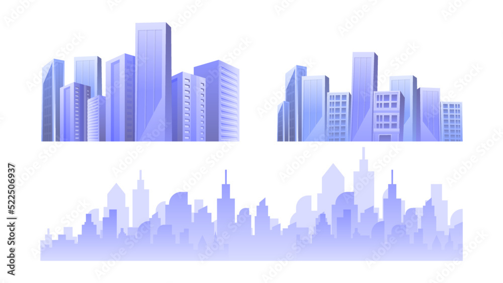 Cityscape skyline or skyscraper buildings elements collections 