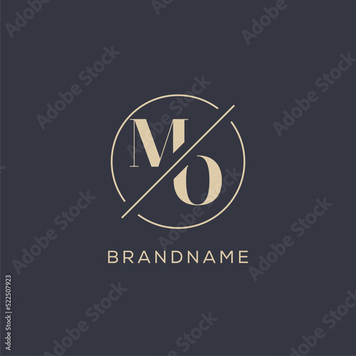 Initial letter MO logo with simple circle line, Elegant look monogram logo style photo