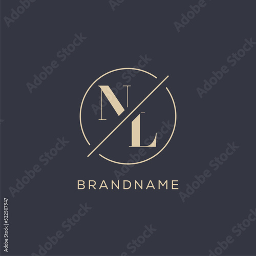 Initial letter NL logo with simple circle line, Elegant look monogram logo style