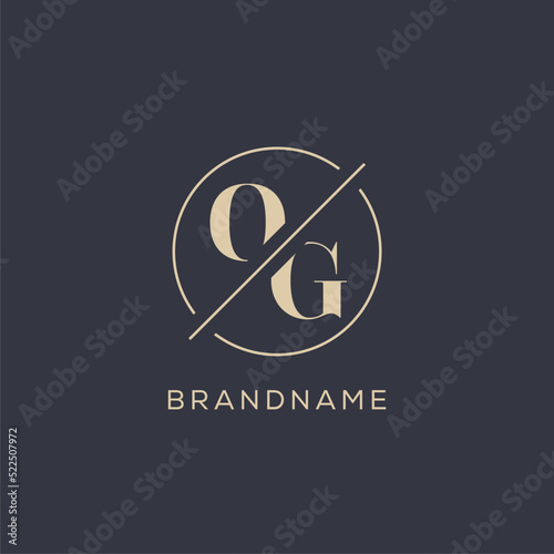Initial letter OG logo with simple circle line, Elegant look monogram logo style
