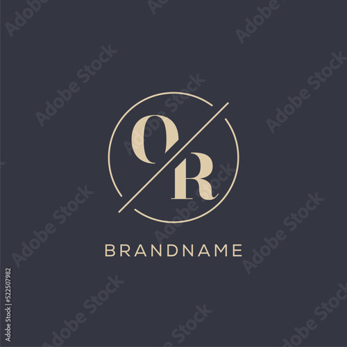 Initial letter OR logo with simple circle line, Elegant look monogram logo style