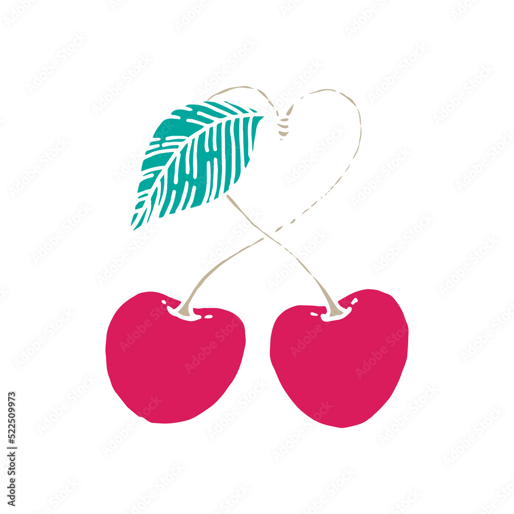 Fototapeta premium Cherry illustration on white background