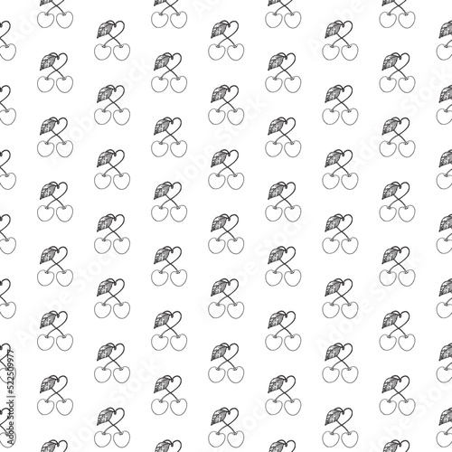 White and black cherry pattern on isolated white background